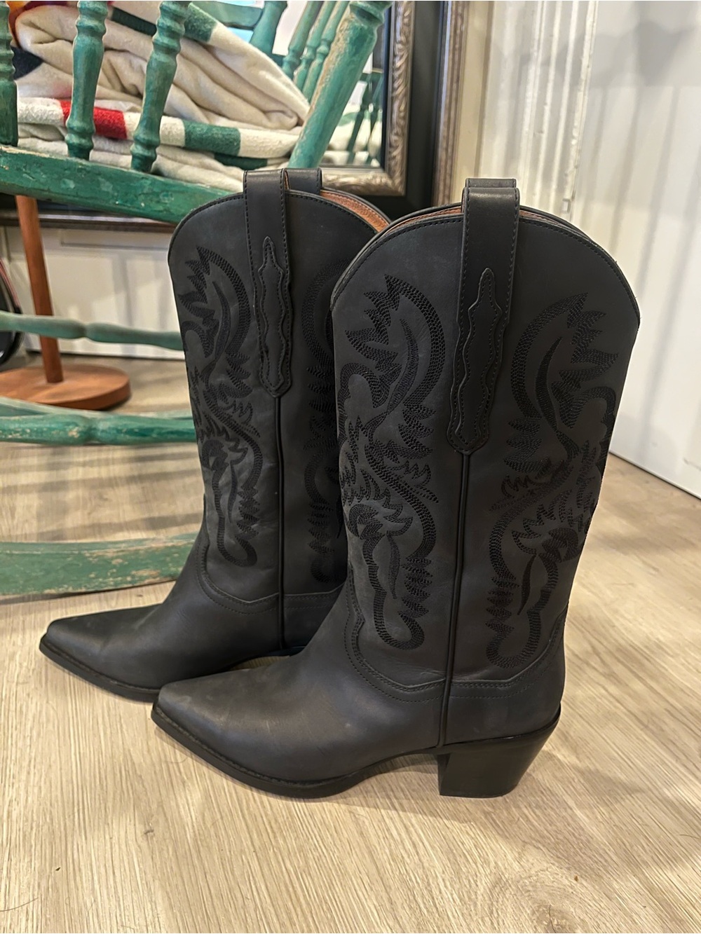 Black Leather cowboy boots by B2